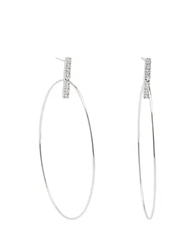 Lana 14K Gold Flawless Diamond Bar Stud Hoop Earrings, 60mm | Thumbnail 1