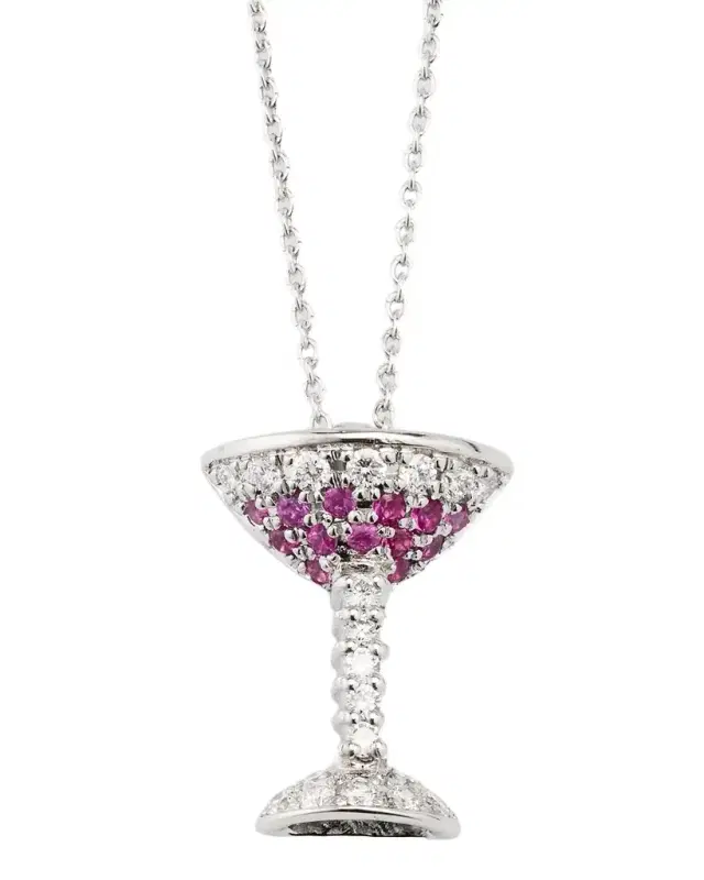 18K White Gold Cosmo Glass Pendant Necklace