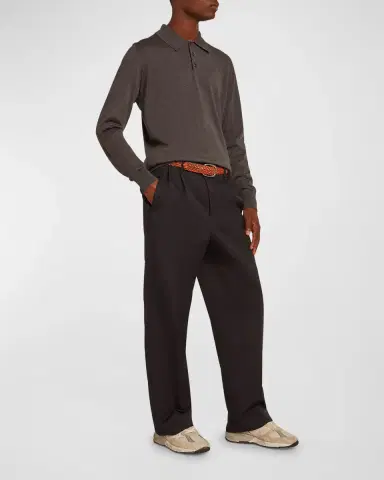 Golden Goose Men's Wool Knit Polo Shirt | Thumbnail 2