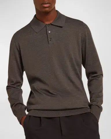 Golden Goose Men's Wool Knit Polo Shirt | Thumbnail 4