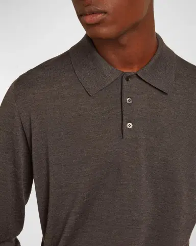 Golden Goose Men's Wool Knit Polo Shirt | Thumbnail 5