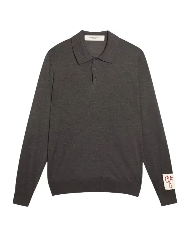 Men 's Wool Knit Polo Shirt