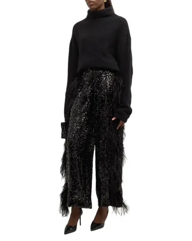 Airy Cashmere Silk Ribbed Turtleneck Sweater