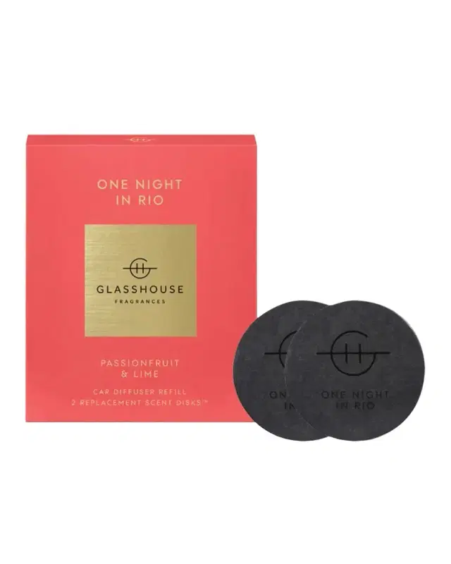 Glasshouse Fragrances One Night in Rio Car Diffuser Replacement Scent Disks, Set of 2
