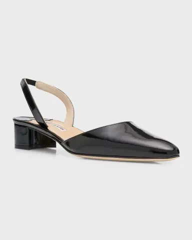 Manolo Blahnik Aspro Leather Slingback Ballerina Pumps | Thumbnail 2