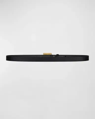 Givenchy 4G Leather & Brass Skinny Belt | Thumbnail 3