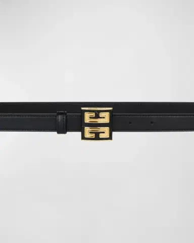 Givenchy 4G Leather & Brass Skinny Belt | Thumbnail 4