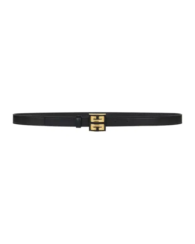 Givenchy 4G Leather & Brass Skinny Belt
