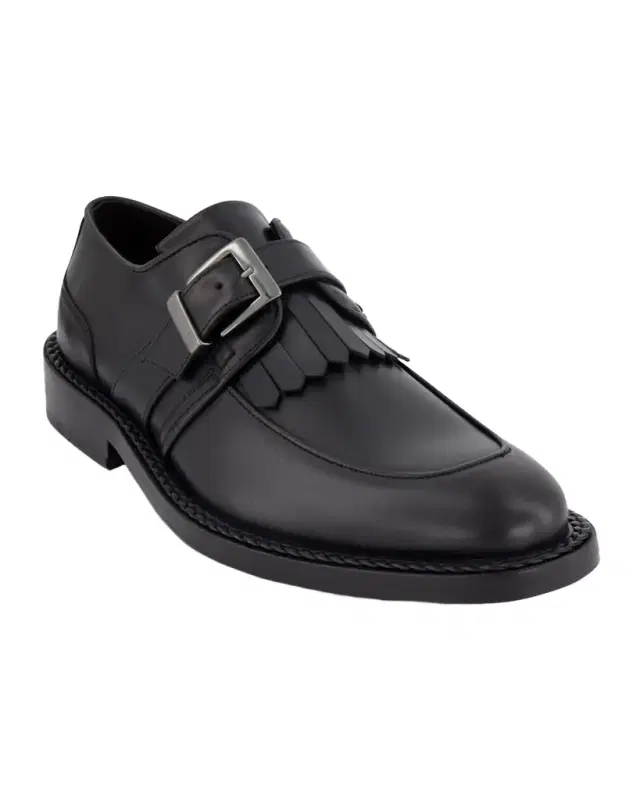 Karl Lagerfeld Paris Men 's Leather Fringe Single Monk Strap Loafers