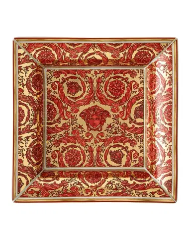 Versace Medusa Garland Red Tray, 7" Square | Thumbnail 1