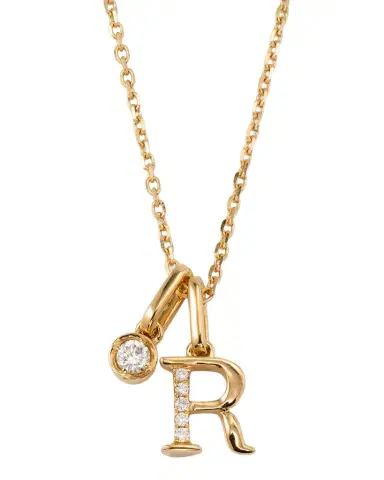 Frederic Sage 18k Yellow Gold Diamond Initial Necklace, R | Thumbnail 1