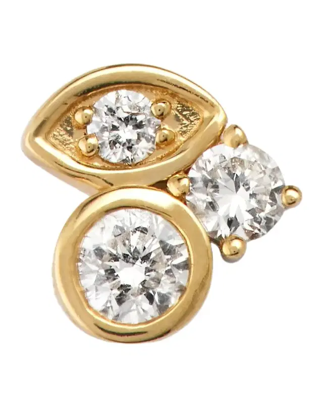 14K Yellow Gold Marquis Diamond Cluster Stud Earring, Single