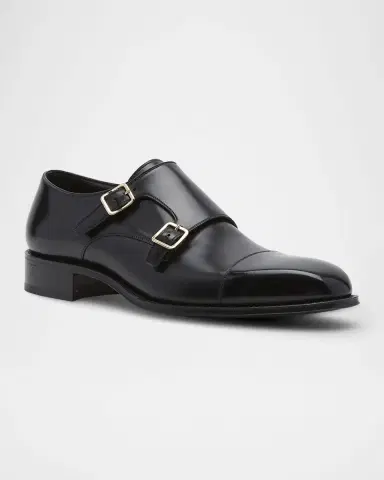 Tom Ford Men's Claydon Leather Double-Monk Strap Loafers | Thumbnail 3 Tom Ford Men's Claydon Leather Double-Monk Strap Loafers | Thumbnail 3