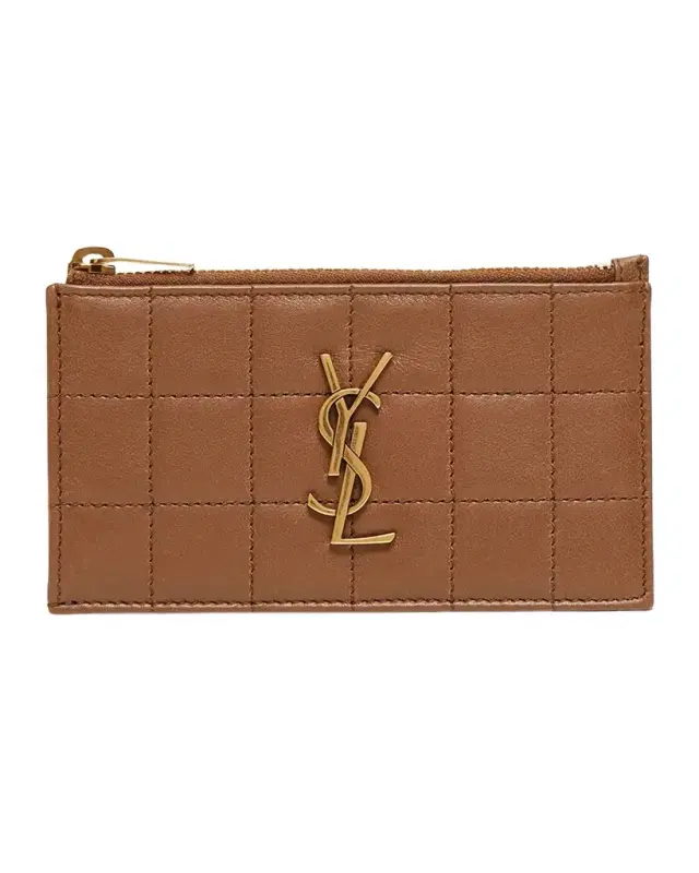 Cassandre YSL Ziptop Card Case in Quilted Smooth Leather