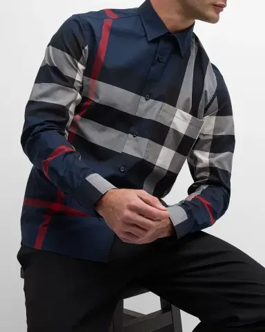 Burberry Men's Summerton Check Button-Down Shirt | Thumbnail 6