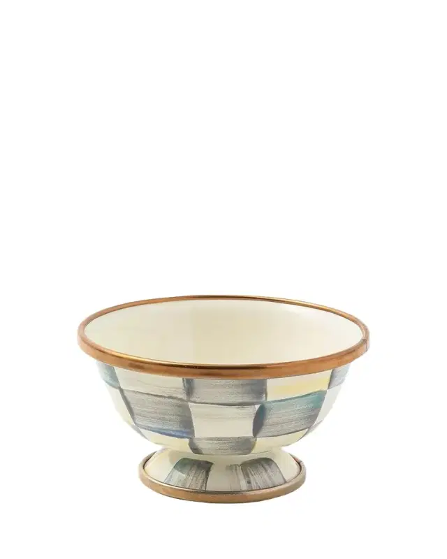 Sterling Check Enamel Little Sugar Bowl