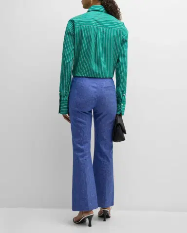 CALLAS MILANO Lola Mid-Rise Pintuck Flare Denim Pants | Thumbnail 6 CALLAS MILANO Lola Mid-Rise Pintuck Flare Denim Pants | Thumbnail 6