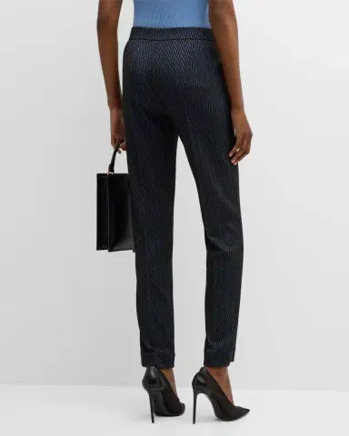Emporio Armani Skinny Cropped Chevron Jersey Trousers | Thumbnail 2