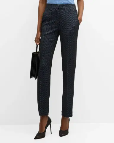 Emporio Armani Skinny Cropped Chevron Jersey Trousers | Thumbnail 3