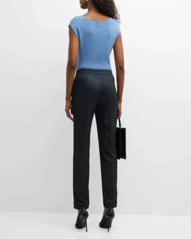 Emporio Armani Skinny Cropped Chevron Jersey Trousers | Thumbnail 5