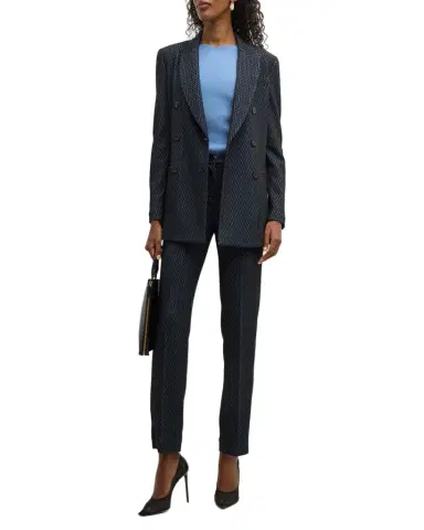 Emporio Armani Skinny Cropped Chevron Jersey Trousers | Thumbnail 1