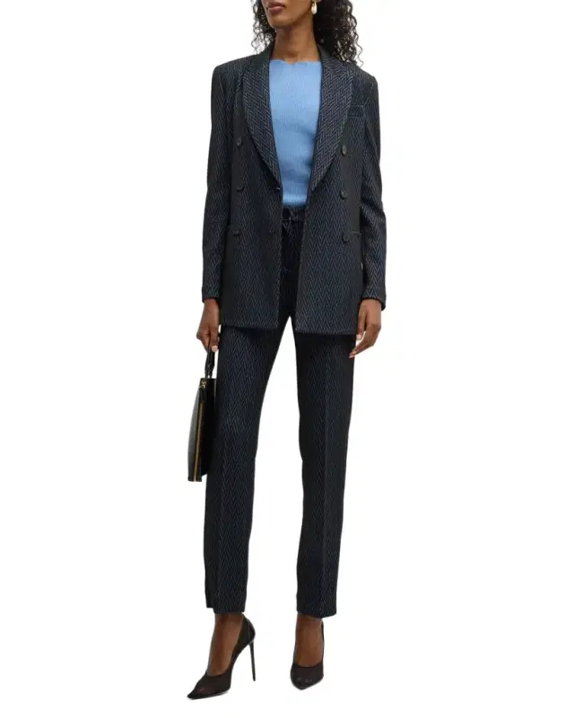 Skinny Cropped Chevron Jersey Trousers