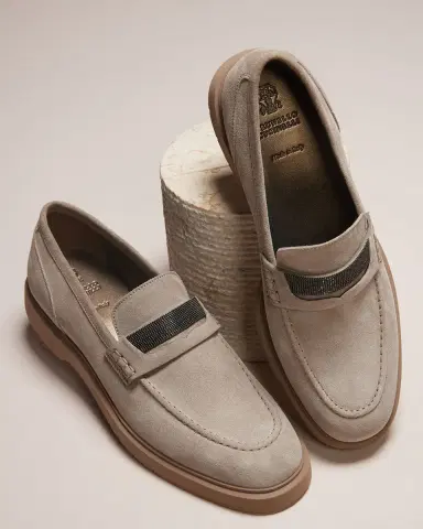 Brunello Cucinelli Suede Monili Casual Loafers | Thumbnail 4