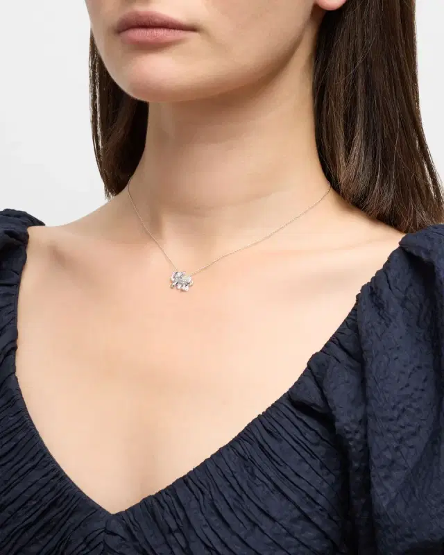 18K White Gold Elephant Necklace