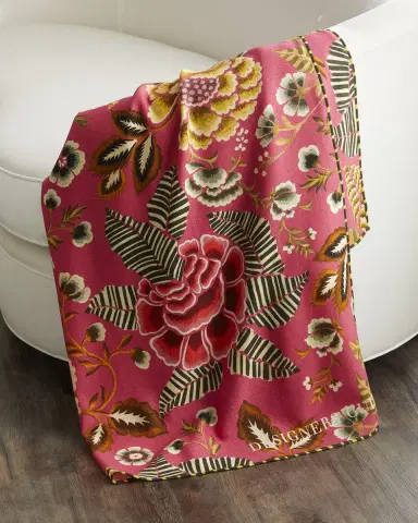 Designers Guild Rose De Damas Cerise Throw, 51" x 71" | Thumbnail 2 Designers Guild Rose De Damas Cerise Throw, 51" x 71" | Thumbnail 2