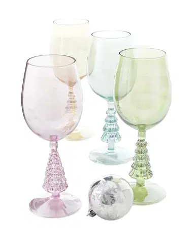 Neiman Marcus Christmas Tree Wine Glasses in Gift Box, Set of 4 | Thumbnail 1
