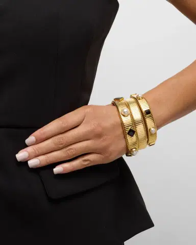 Ben-Amun Cobra Stone and Pearly Elastic Bracelets, Set of 3 | Thumbnail 2 Ben-Amun Cobra Stone and Pearly Elastic Bracelets, Set of 3 | Thumbnail 2