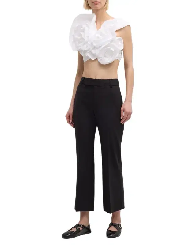 Marlene Tropical Wool Kick-Flare Pants