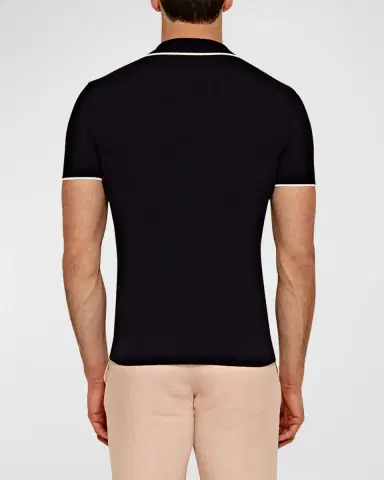 Orlebar Brown Men's Horton Tipped Wool Polo Shirt | Thumbnail 3 Orlebar Brown Men's Horton Tipped Wool Polo Shirt | Thumbnail 3
