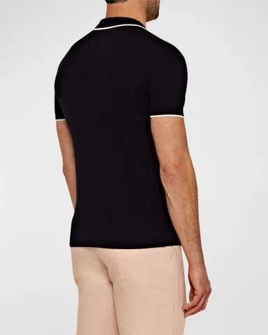 Orlebar Brown Men's Horton Tipped Wool Polo Shirt | Thumbnail 4 Orlebar Brown Men's Horton Tipped Wool Polo Shirt | Thumbnail 4