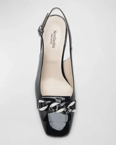 NeroGiardini Patent Chain Slingback Pumps | Thumbnail 3 NeroGiardini Patent Chain Slingback Pumps | Thumbnail 3