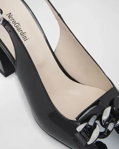NeroGiardini Patent Chain Slingback Pumps | Thumbnail 4 NeroGiardini Patent Chain Slingback Pumps | Thumbnail 4