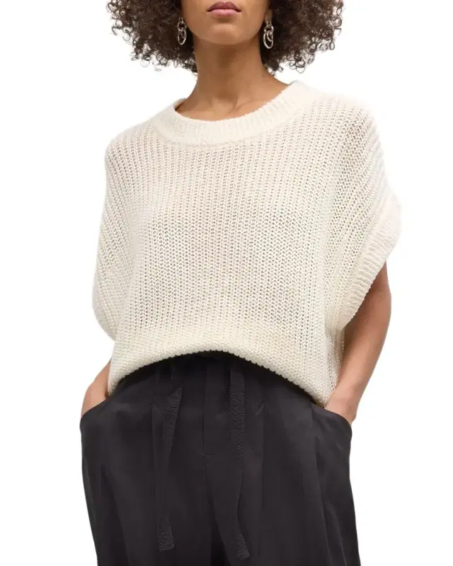 Apiece Apart Oliva Dolman-Sleeve Knit Linen Vest