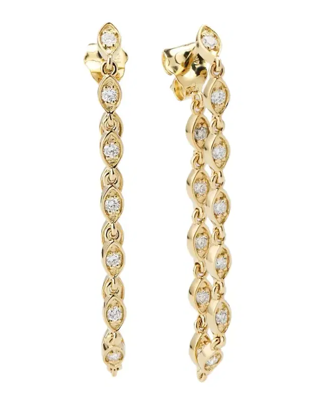 14K Diamond Marquise Eye Hanging Stud Earrings