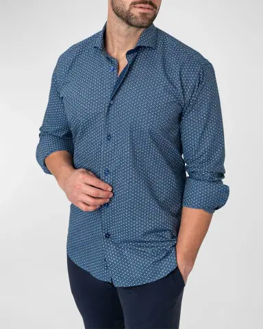 Maceoo Men's Einstein Tonal Triangles Sport Shirt | Thumbnail 3