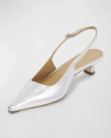 Aeyde Catrina Leather Kitten-Heel Slingback Pumps | Thumbnail 3