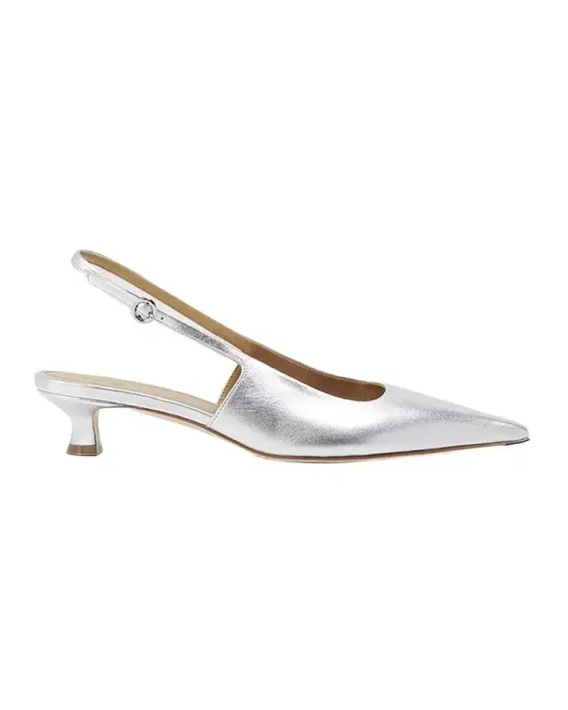 Catrina Leather Kitten-Heel Slingback Pumps