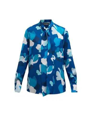 Emporio Armani Tie-Neck Abstract-Print Crepon Blouse | Thumbnail 1