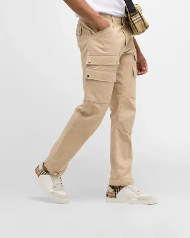 Burberry Men's Leather-Suede Check Sneakers | Thumbnail 2