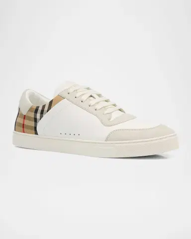 Burberry Men's Leather-Suede Check Sneakers | Thumbnail 3