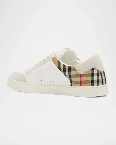 Burberry Men's Leather-Suede Check Sneakers | Thumbnail 4