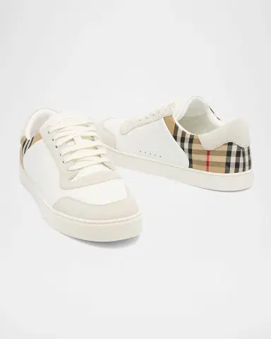 Burberry Men's Leather-Suede Check Sneakers | Thumbnail 8