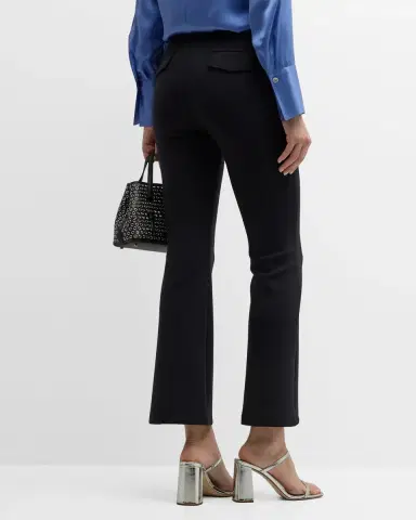 Brandon Maxwell Cropped Flare Neoprene Trousers with Front Crease | Thumbnail 3 Brandon Maxwell Cropped Flare Neoprene Trousers with Front Crease | Thumbnail 3