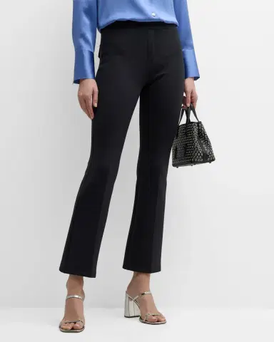Brandon Maxwell Cropped Flare Neoprene Trousers with Front Crease | Thumbnail 4 Brandon Maxwell Cropped Flare Neoprene Trousers with Front Crease | Thumbnail 4