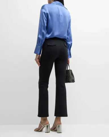 Brandon Maxwell Cropped Flare Neoprene Trousers with Front Crease | Thumbnail 6 Brandon Maxwell Cropped Flare Neoprene Trousers with Front Crease | Thumbnail 6