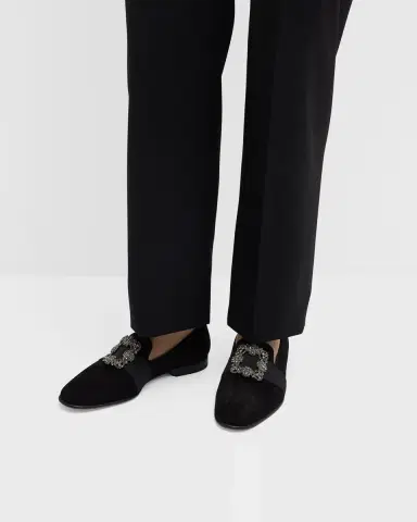 Manolo Blahnik Men's Carlton Suede Crystal Buckle Loafers | Thumbnail 2 Manolo Blahnik Men's Carlton Suede Crystal Buckle Loafers | Thumbnail 2